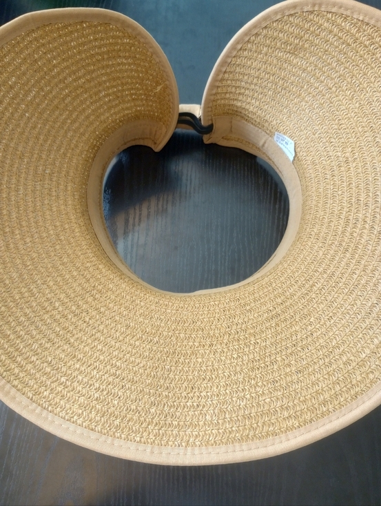 Brown Collapsible Raffia Woven Wide-Brim Sun Hat Bow Visor Foldable Open-top main image 8